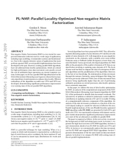 PL-NMF: Parallel Locality-Optimized Non-negative Matrix Factorization