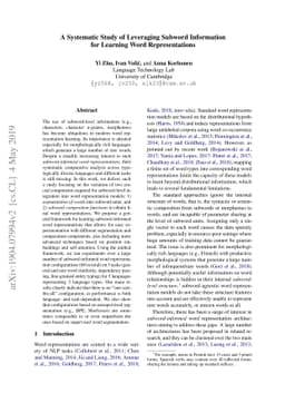A Systematic Study of Leveraging Subword Information for Learning Word
  Representations