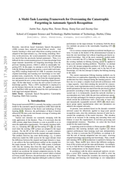 A Multi-Task Learning Framework for Overcoming the Catastrophic
  Forgetting in Automatic Speech Recognition
