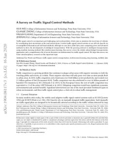 A Survey on Traffic Signal Control Methods