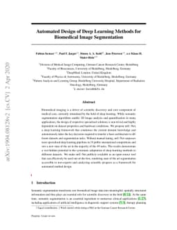 Automated Design of Deep Learning Methods for Biomedical Image
  Segmentation