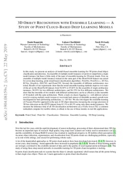 3D Object Recognition with Ensemble Learning --- A Study of Point
  Cloud-Based Deep Learning Models