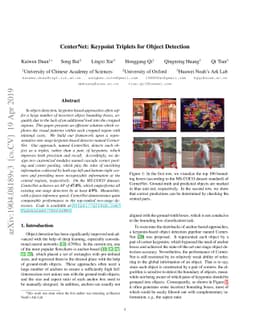CenterNet: Keypoint Triplets for Object Detection