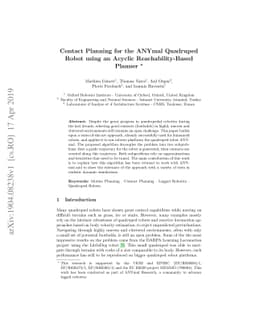 Contact Planning for the ANYmal Quadruped Robot using an Acyclic
  Reachability-Based Planner