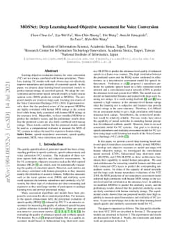 MOSNet: Deep Learning based Objective Assessment for Voice Conversion