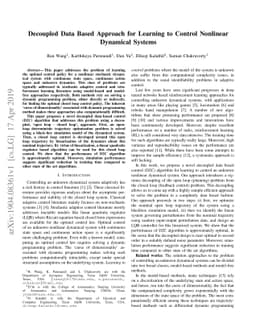 Decoupled Data Based Approach for Learning to Control Nonlinear
  Dynamical Systems