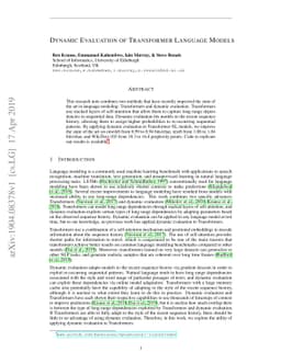 Dynamic Evaluation of Transformer Language Models