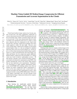 Machine Vision Guided 3D Medical Image Compression for Efficient
  Transmission and Accurate Segmentation in the Clouds
