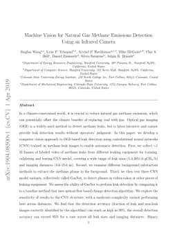 Machine Vision for Natural Gas Methane Emissions Detection Using an
  Infrared Camera