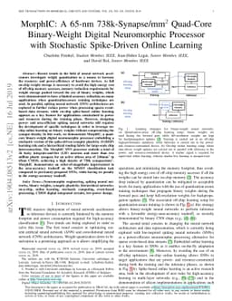 MorphIC: A 65-nm 738k-Synapse/mm$^2$ Quad-Core Binary-Weight Digital
  Neuromorphic Processor with Stochastic Spike-Driven Online Learning
