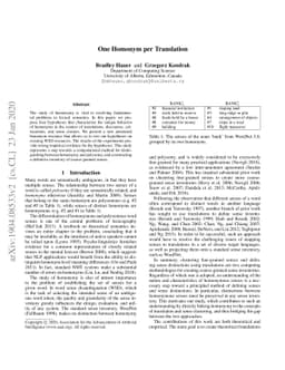 One Homonym per Translation