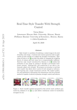 Real-Time Style Transfer With Strength Control
