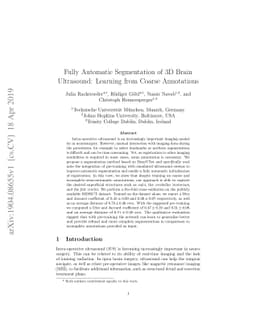 Fully Automatic Segmentation of 3D Brain Ultrasound: Learning from
  Coarse Annotations