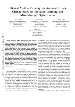 Efficient Motion Planning for Automated Lane Change based on Imitation
  Learning and Mixed-Integer Optimization