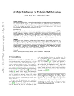Artificial Intelligence for Pediatric Ophthalmology