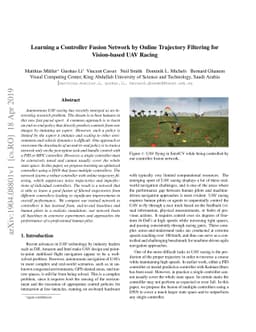 Learning a Controller Fusion Network by Online Trajectory Filtering for
  Vision-based UAV Racing