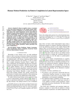 Human Motion Prediction via Pattern Completion in Latent Representation
  Space