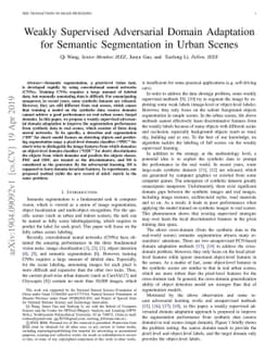 Weakly Supervised Adversarial Domain Adaptation for Semantic
  Segmentation in Urban Scenes