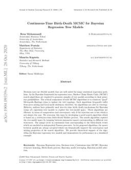 Continuous-Time Birth-Death MCMC for Bayesian Regression Tree Models