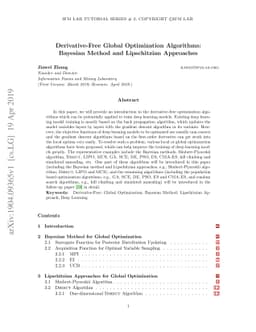 Derivative-Free Global Optimization Algorithms: Bayesian Method and
  Lipschitzian Approaches