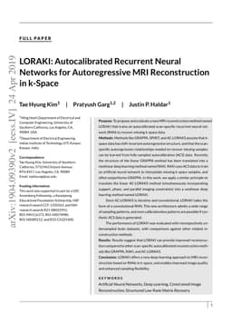LORAKI: Autocalibrated Recurrent Neural Networks for Autoregressive MRI
  Reconstruction in k-Space