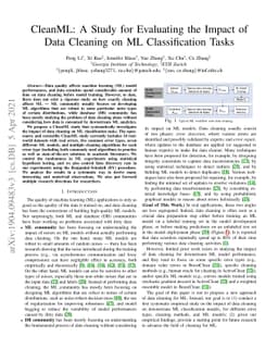 CleanML: A Study for Evaluating the Impact of Data Cleaning on ML
  Classification Tasks