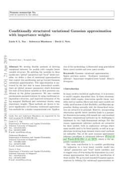 Conditionally structured variational Gaussian approximation with
  importance weights