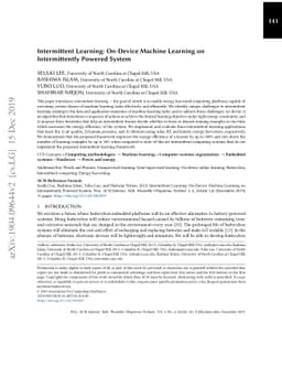 Intermittent Learning: On-Device Machine Learning on Intermittently
  Powered System