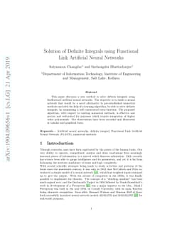 Solution of Definite Integrals using Functional Link Artificial Neural
  Networks