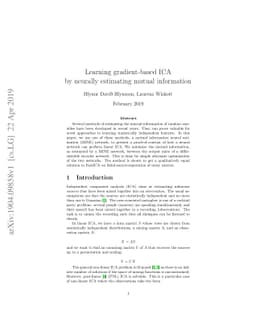 Learning gradient-based ICA by neurally estimating mutual information
