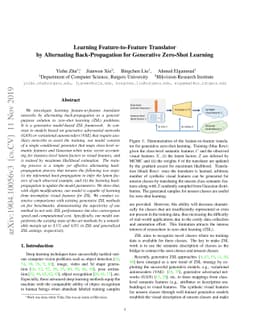 Learning Feature-to-Feature Translator by Alternating Back-Propagation
  for Generative Zero-Shot Learning