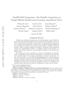 The MineRL 2019 Competition on Sample Efficient Reinforcement Learning
  using Human Priors