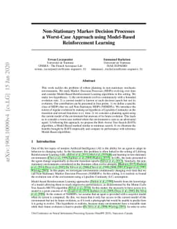 Non-Stationary Markov Decision Processes, a Worst-Case Approach using
  Model-Based Reinforcement Learning, Extended version