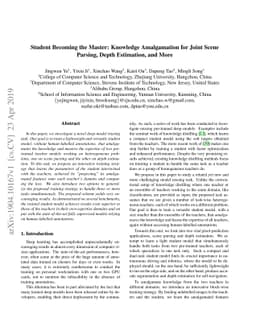 Student Becoming the Master: Knowledge Amalgamation for Joint Scene
  Parsing, Depth Estimation, and More