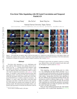 Free-form Video Inpainting with 3D Gated Convolution and Temporal
  PatchGAN