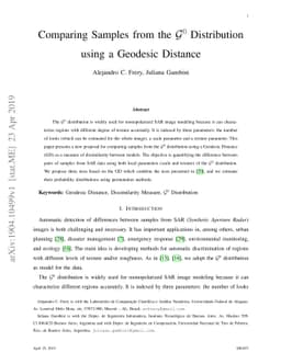 Comparing Samples from the $\mathcal{G}^0$ Distribution using a Geodesic
  Distance