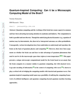 Quantum-Inspired Computing: Can it be a Microscopic Computing Model of
  the Brain?