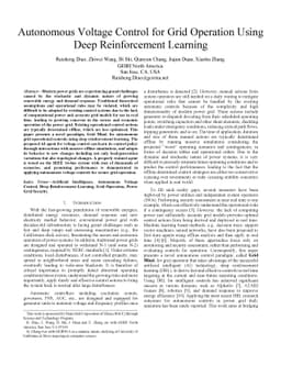 Autonomous Voltage Control for Grid Operation Using Deep Reinforcement
  Learning