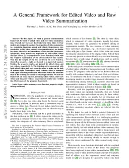 A General Framework for Edited Video and Raw Video Summarization