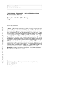 Modeling and Simulation of Practical Quantum Secure Communication
  Network
