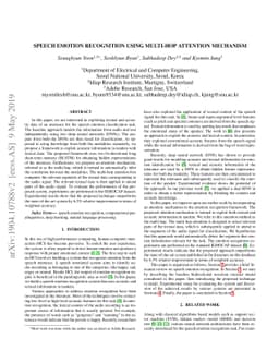Speech Emotion Recognition Using Multi-hop Attention Mechanism