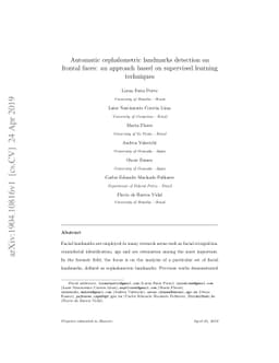 Automatic cephalometric landmarks detection on frontal faces: an
  approach based on supervised learning techniques