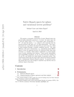 Native Banach spaces for splines and variational inverse problems