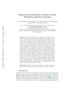 Wearable-based Parkinson's Disease Severity Monitoring using Deep
  Learning