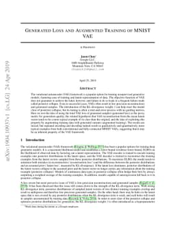 Generated Loss and Augmented Training of MNIST VAE