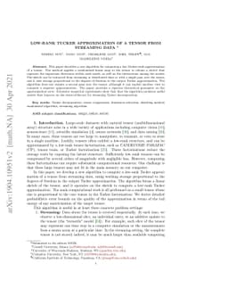 Low-Rank Tucker Approximation of a Tensor From Streaming Data