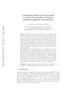 Comparing machine learning models to choose the variable ordering for
  cylindrical algebraic decomposition