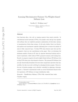 Learning Discriminative Features Via Weights-biased Softmax Loss
