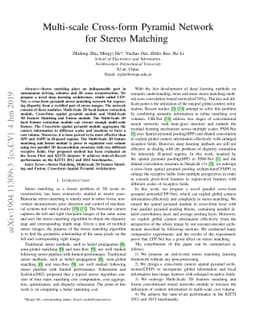 Multi-scale Cross-form Pyramid Network for Stereo Matching