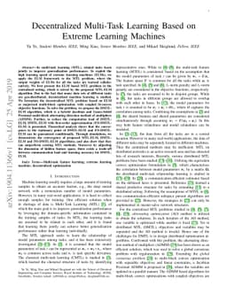 Decentralized Multi-Task Learning Based on Extreme Learning Machines